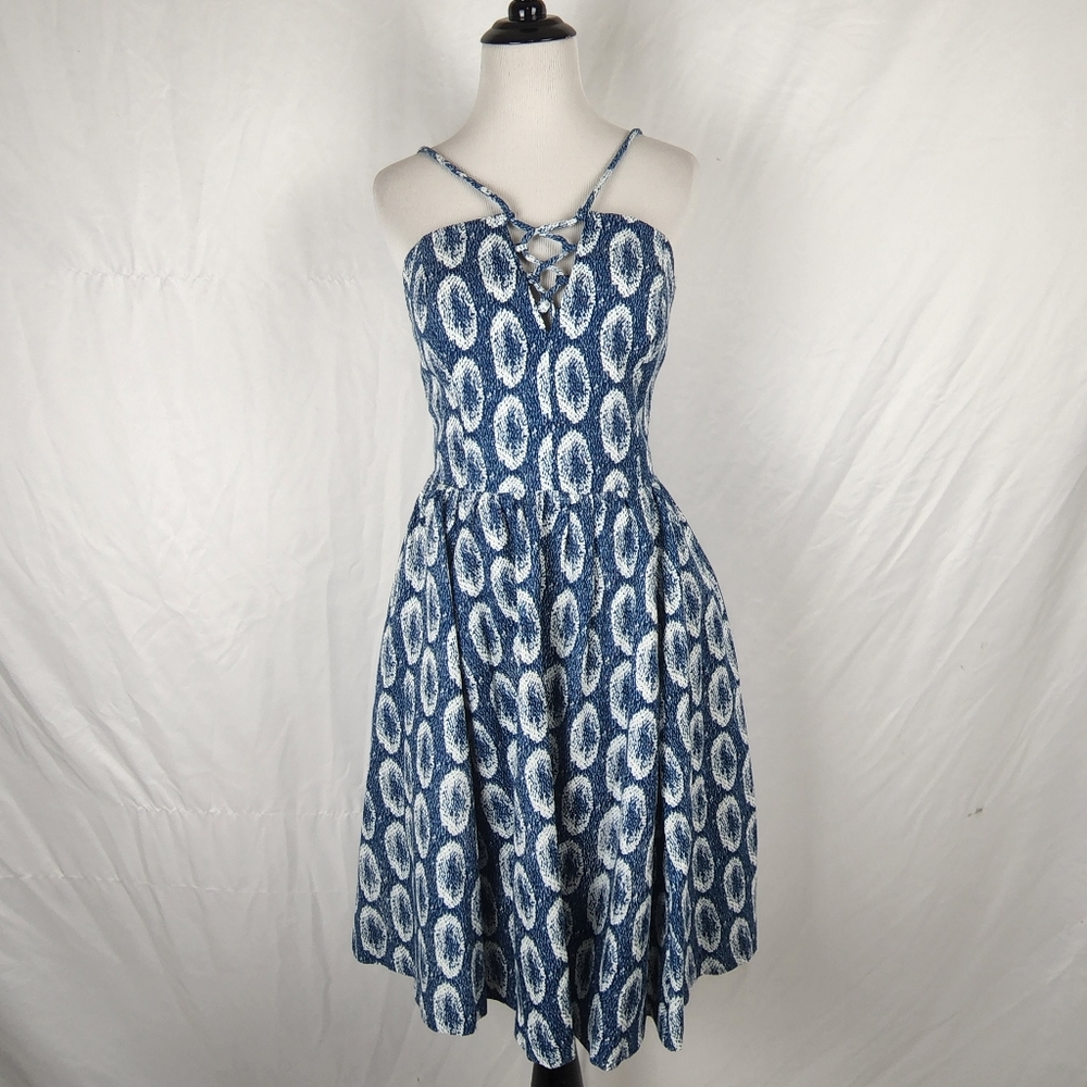 Banana Republic Heritage Collection Ikat Blue Strappy Dress w Pockets, size 4